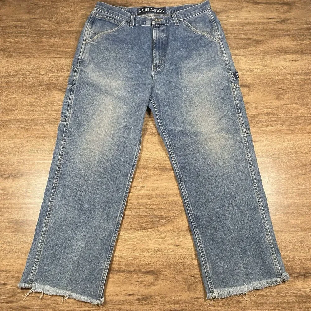 VTG Nautica Jeans Men's 36x30 Carpenter Loose Baggy‎ Wide Leg Y2K Skater Hip Hop